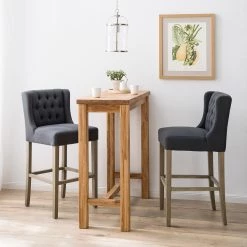 Maison Belfort Chaise de bar Nola - Tissu - Chêne massif - Gris foncé / Chêne foncé -Luxe Intérieur Magasin 1000008130 210301 11225600001 MOOD DETAILS P000000001000008130 mood