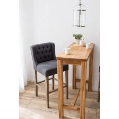 Maison Belfort Chaise de bar Nola - Tissu - Chêne massif - Gris foncé / Chêne foncé -Luxe Intérieur Magasin 1000008130 210301 11225600002 MOOD DETAILS P000000001000008130 mood