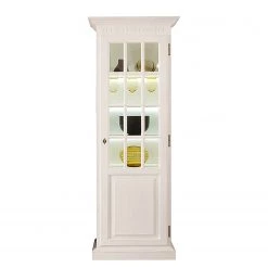 Ridgevalley Armoire vitrine La Carlotta II - Pin massif - Crème - Avec éclairage
