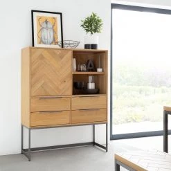 Ars manufacti Commode haute Dharai - Placage en bois véritable / Métal - Chêne / Argenté -Luxe Intérieur Magasin 1000117156 180827 07154810 MOOD GALLERYIMAGES P000000001000117156 mood