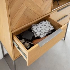 Ars manufacti Commode haute Dharai - Placage en bois véritable / Métal - Chêne / Argenté -Luxe Intérieur Magasin 1000117156 180827 07154812 GALLERYIMAGES P000000001000117156