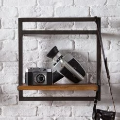 Ars manufacti Étagère murale Manchester - Acacia massif / Métal - Acacia / Anthracite - 40 x 40 cm -Luxe Intérieur Magasin 1000117157 180820 08335802 MOOD GALLERYIMAGES P000000001000117157 mood