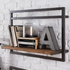 Ars manufacti Étagère murale Manchester - Acacia massif / Métal - Acacia / Anthracite - 58 x 40 cm -Luxe Intérieur Magasin 1000117171 180820 08335806 MOOD GALLERYIMAGES P000000001000117171 mood