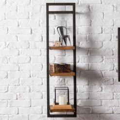 Ars manufacti Étagère murale Manchester - Acacia massif / Métal - Acacia / Anthracite - 22 x 85 cm -Luxe Intérieur Magasin 1000117172 180820 08335909 MOOD GALLERYIMAGES P000000001000117172 mood