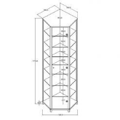 Fredriks Vitrine d'angle Amalia II - Éclairage inclus - Imitation frêne foncé - Imitation hêtre -Luxe Intérieur Magasin 1000123170 190118 15190000006 GALLERYIMAGES P000000001000123170