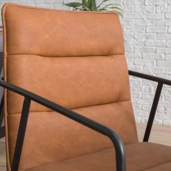 Ars manufacti Chaises à accoudoirs Bex - Imitation cuir / Métal - Marron / Noir -Luxe Intérieur Magasin 1000123758 190329 07150000015 GALLERYIMAGES P000000001000123758