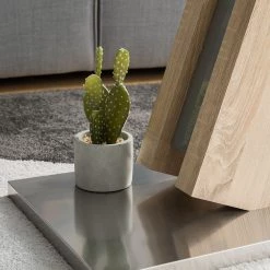 Fredriks Table basse Bleik - Verre de sécurité / Acier inoxydable - Imitation chêne / Argenté -Luxe Intérieur Magasin 1000123772 190226 06172700008 GALLERYIMAGES P000000001000123772