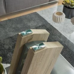 Fredriks Table basse Bleik - Verre de sécurité / Acier inoxydable - Imitation chêne / Argenté -Luxe Intérieur Magasin 1000123772 190226 06172800010 GALLERYIMAGES P000000001000123772