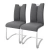 Loftscape Chaises cantilever Anamela I (lot de 2) - Imitation cuir / Acier inoxydable - Argenté - Gris