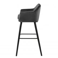 Mørteens Chaises de bar Nicholas III - Velours / Chêne massif - Noir - Gris foncé - Lot de 2 -Luxe Intérieur Magasin 1000138436 181119 16065762 GALLERYIMAGES P000000001000138436