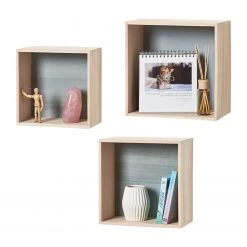 Zeller Étagère Kafertal (3 éléments) - Paulownia massif - Paulownia / Gris -Luxe Intérieur Magasin 1000150047 181212 10261900093 GALLERYIMAGES P000000001000150047