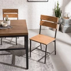 Ars manufacti Chaises Manchester II (lot de 2) - Acacia massif / Métal - Acacia / Noir -Luxe Intérieur Magasin 1000164684 191111 08414100002 DETAILS P000000001000164684