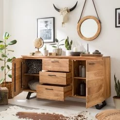 Ars Natura Buffet Vardo - Acacia massif / Métal - Acacia / Noir -Luxe Intérieur Magasin 1000166791 191030 08503100003 MOOD DETAILS P000000001000166791 mood