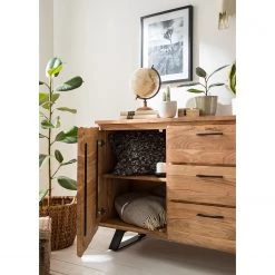 Ars Natura Buffet Vardo - Acacia massif / Métal - Acacia / Noir -Luxe Intérieur Magasin 1000166791 191030 08503100006 MOOD DETAILS P000000001000166791 mood