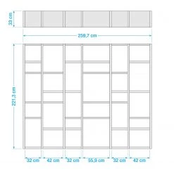 Loftscape Bibliothèque Emporior IV - Imitation chêne de Sonoma - Largeur : 260 cm -Luxe Intérieur Magasin 1000167457 190507 15565300006 GALLERYIMAGES P000000001000167457