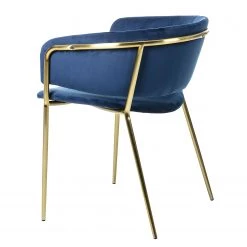 Jack & Alice Chaise à accoudoirs Vilhena I (lot de 2) - Velours / Acier - Doré - Bleu foncé -Luxe Intérieur Magasin 1000167707 190327 11210600011 GALLERYIMAGES P000000001000167707