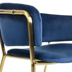 Jack & Alice Chaise à accoudoirs Vilhena I (lot de 2) - Velours / Acier - Doré - Bleu foncé -Luxe Intérieur Magasin 1000167707 190327 11210600012 GALLERYIMAGES P000000001000167707