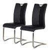 Fredriks Chaises cantilever Ratos (lot de 2) - Imitation cuir / Acier inoxydable - Noir