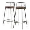 Red Living Chaise de bar Hegne (lot de 2) - Imitation cuir / Acier - Marron vintage / Anthracite