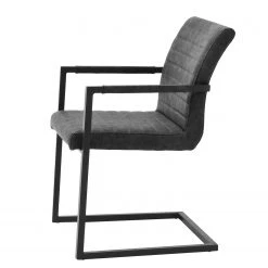 Ars manufacti Chaise à accoudoirs Finga I - Imitation cuir / Acier - Noir mat - Cuir synthétique Kasai: Gris - Noir -Luxe Intérieur Magasin 1000176441 190704 15303100030 DETAILS P000000001000176441