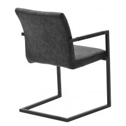 Ars manufacti Chaise à accoudoirs Finga I - Imitation cuir / Acier - Noir mat - Cuir synthétique Kasai: Gris - Noir -Luxe Intérieur Magasin 1000176441 190704 15303100031 DETAILS P000000001000176441