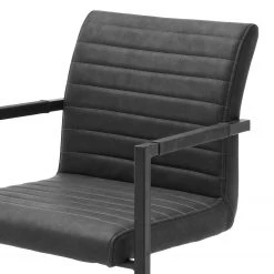 Ars manufacti Chaise à accoudoirs Finga I - Imitation cuir / Acier - Noir mat - Cuir synthétique Kasai: Gris - Noir -Luxe Intérieur Magasin 1000176441 190704 15303100032 DETAILS P000000001000176441