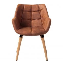 Mørteens Chaise à accoudoirs Lamppi - microfibre / Chêne massif - Microfibre Colby: Cognac vintage - 1 chaise -Luxe Intérieur Magasin 1000176715 200107 15382300028 DETAILS P000000001000176715