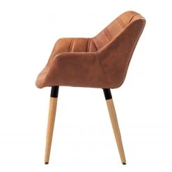 Mørteens Chaise à accoudoirs Lamppi - microfibre / Chêne massif - Microfibre Colby: Cognac vintage - 1 chaise -Luxe Intérieur Magasin 1000176715 200107 15382400029 DETAILS P000000001000176715