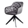 Jack & Alice Chaise Tibas - rotatif - Velours / Acier - Noir - Gris argenté