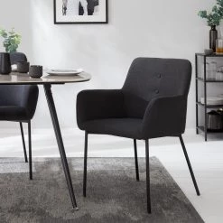 Mørteens Chaises à accoudoirs Mehle - Tissu / Métal - Noir - Anthracite -Luxe Intérieur Magasin 1000179467 200310 11380400037 MOOD DETAILS P000000001000179467 mood