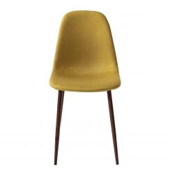 Mørteens Chaise capitonnée Iskmo VI - Tissu / Métal - Imitation noyer - Jaune moutarde - Lot de 2 -Luxe Intérieur Magasin 1000179471 200121 14403700064 DETAILS P000000001000179471