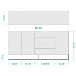 Ars Natura Buffet Nozza I - Placage en bois véritable - Chêne / Noir -Luxe Intérieur Magasin 1000182824 211018 083456000520 SKETCH DETAILS P000000001000182824 sketch