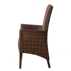 Ars Natura Chaises à accoudoirs Esquina - Imitation cuir / Rotin - Marron vintage / Marron clair chiné -Luxe Intérieur Magasin 1000184165 200206 10111300007 DETAILS P000000001000184165