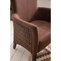 Ars Natura Chaises à accoudoirs Esquina - Imitation cuir / Rotin - Marron vintage / Marron clair chiné -Luxe Intérieur Magasin 1000184165 200317 14293400002 DETAILS P000000001000184165