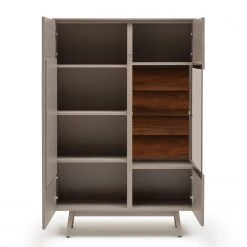 GWINNER Buffet haut Misano - Placage en bois véritable - Gris Sahara / Planches de chêne - Gris Sahara / Poutres en chêne - Porte en verre à droite - Sans éclairage -Luxe Intérieur Magasin 1000188651 190926 16594000028 DETAILS P000000001000188651