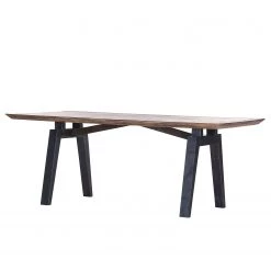 Red Living Table Woodcroft II - Chêne massif / Métal - Chêne / Noir vielli - Largeur : 200 cm