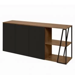 Temahome Buffet Albi - Placage en bois véritable - Noyer / Noir