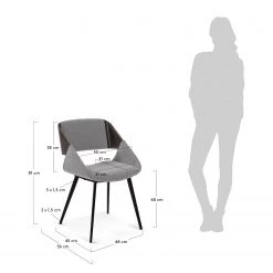 Norrwood Chaise capitonnée Zempin - Tissu / Métal - Imitation noyer - Gris clair -Luxe Intérieur Magasin 1000200199 200206 13510200001 SKETCH DETAILS P000000001000200199 sketch