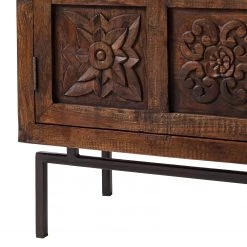 Wolf-Möbel Buffet Carving - Acacia massif / Métal - Acacia / Noir -Luxe Intérieur Magasin 1000202474 201008 14583000007 DETAILS P000000001000202474