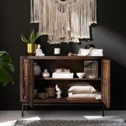 Wolf-Möbel Buffet Carving - Acacia massif / Métal - Acacia / Noir -Luxe Intérieur Magasin 1000202474 210127 06215500026 MOOD DETAILS P000000001000202474 mood