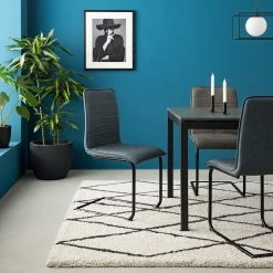 Mørteens Chaises cantilever Lylen (lot de 2) - Imitation cuir / Acier - Noir - Bleu vintage -Luxe Intérieur Magasin 1000205096 201118 12544600001 MOOD DETAILS P000000001000205096 mood