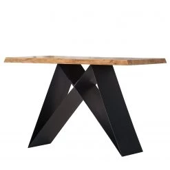 Ars manufacti Table haute Tillson - Acacia massif / Métal - Acacia marron / Noir - 140 x 80 cm
