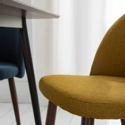 Mørteens Chaises capitonnées Jacklin III (2 él.) - Tissu / Métal - Imitation noyer - Jaune moutarde -Luxe Intérieur Magasin 1000208738 210120 13385400006 DETAILS P000000001000208738