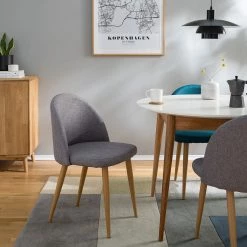 Mørteens Chaises capitonnées Jacklin II (2 él.) - Tissu / Métal - Imitation chêne - Gris clair -Luxe Intérieur Magasin 1000208746 210106 06513300001 MOOD DETAILS P000000001000208746 mood