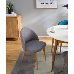 Mørteens Chaises capitonnées Jacklin II (2 él.) - Tissu / Métal - Imitation chêne - Gris clair -Luxe Intérieur Magasin 1000208746 210106 06513300002 MOOD DETAILS P000000001000208746 mood