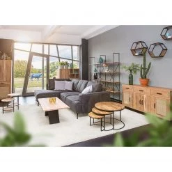 Red Living Étagère Toome I - Acacia massif / Métal - Acacia / Noir -Luxe Intérieur Magasin 1000211451 200504 13494300187 MOOD DETAILS P000000001000211451 mood