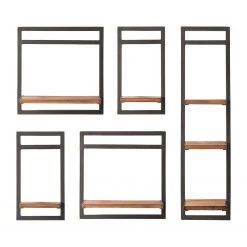 Ars manufacti Étagères murales Manchester III (5 él.) - Acacia massif / Métal - Acacia / Anthracite -Luxe Intérieur Magasin 1000213199 200713 18103700004 DETAILS P000000001000213199