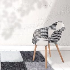 Kayoom Chaises à accoudoirs Dave (lot de 2) - Tissu / Hêtre massif - Noir / Blanc -Luxe Intérieur Magasin 1000214187 200529 06033000065 MOOD DETAILS P000000001000214187 mood