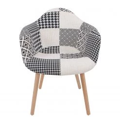 Kayoom Chaises à accoudoirs Dave (lot de 2) - Tissu / Hêtre massif - Noir / Blanc -Luxe Intérieur Magasin 1000214187 200529 06033100066 DETAILS P000000001000214187