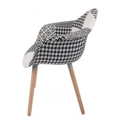 Kayoom Chaises à accoudoirs Dave (lot de 2) - Tissu / Hêtre massif - Noir / Blanc -Luxe Intérieur Magasin 1000214187 200529 06033100067 DETAILS P000000001000214187